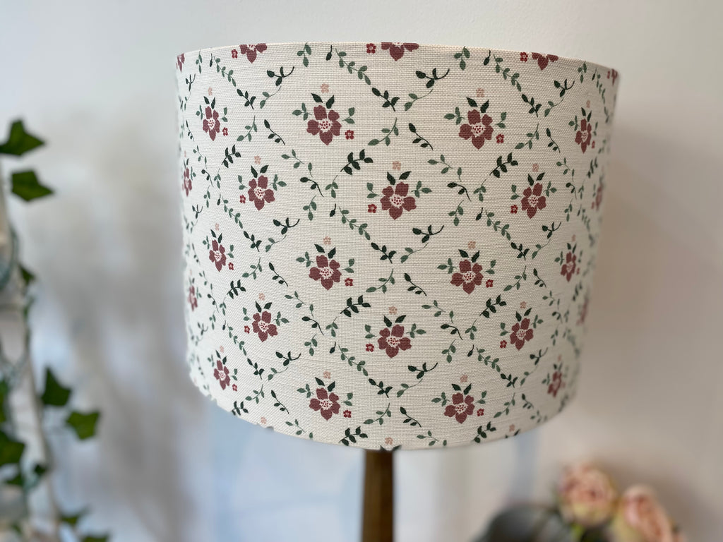 Lampshade - Linen and Rose Emilia multi linen - 30cm drum