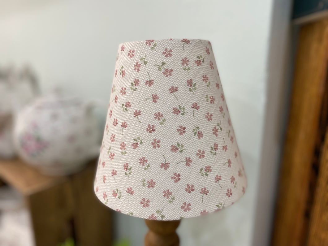 Candle Clip Lampshade - Ditsy linen - Pink multi