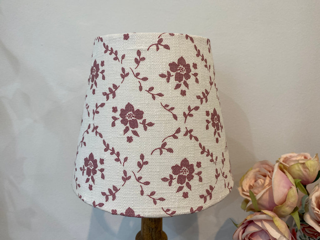 Mini Empire Lampshade - Linen & Rose - Emilia Foxglove on white linen - 15cm