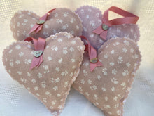 Load image into Gallery viewer, Handmade Lavender Heart made in Ditsy Primrose pink
