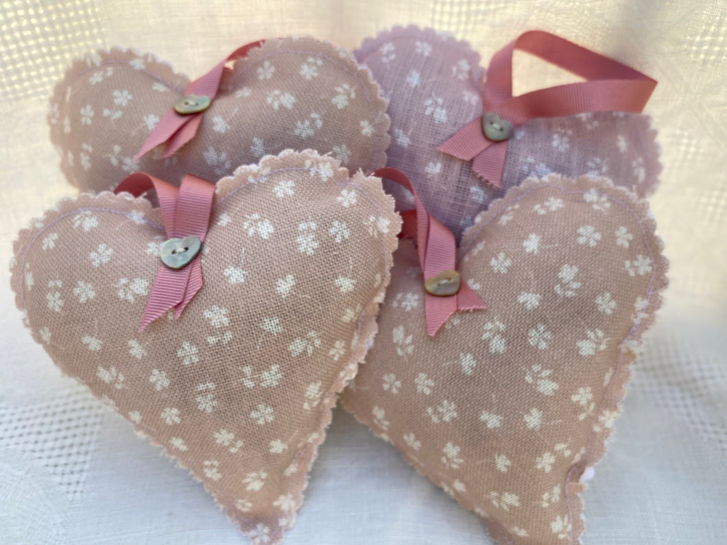 Handmade Lavender Heart made in Ditsy Primrose pink