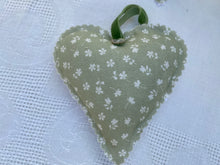 Load image into Gallery viewer, Handmade Lavender Heart made in Ditsy Green Fog
