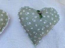 Load image into Gallery viewer, Handmade Lavender Heart made in Ditsy Green Fog
