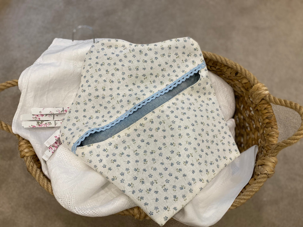 Peg Bag - Linen and Rose - Ditsy blue multi