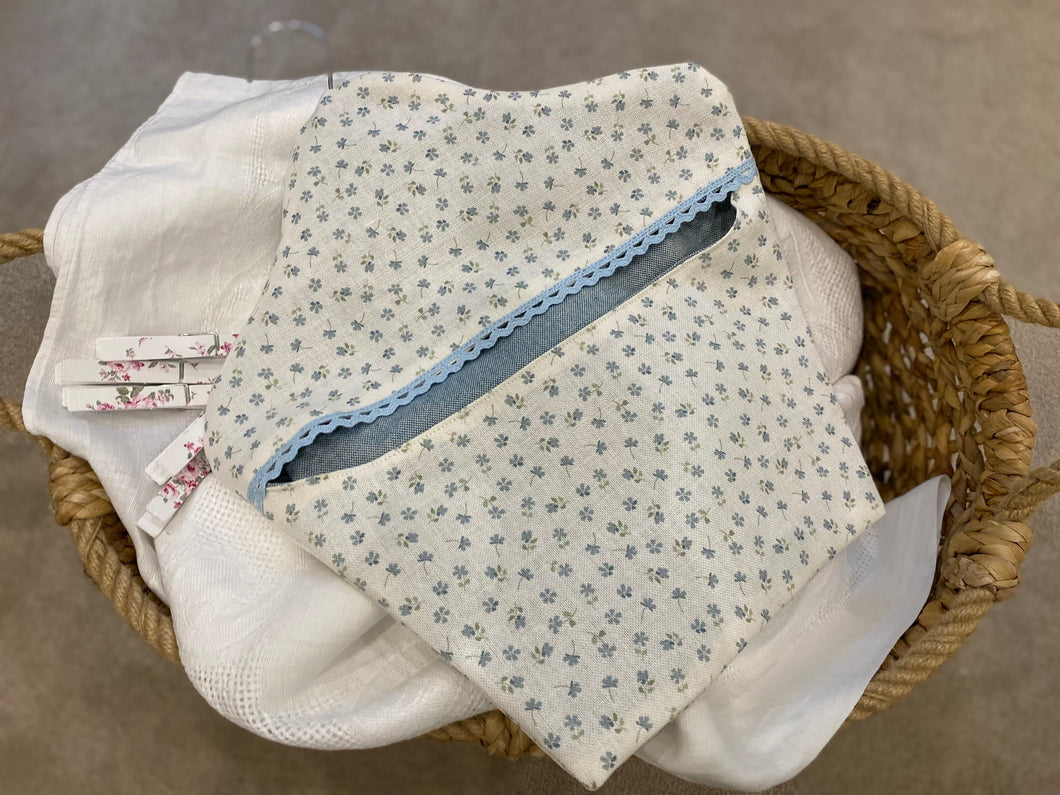 Peg Bag - Linen and Rose - Ditsy blue multi