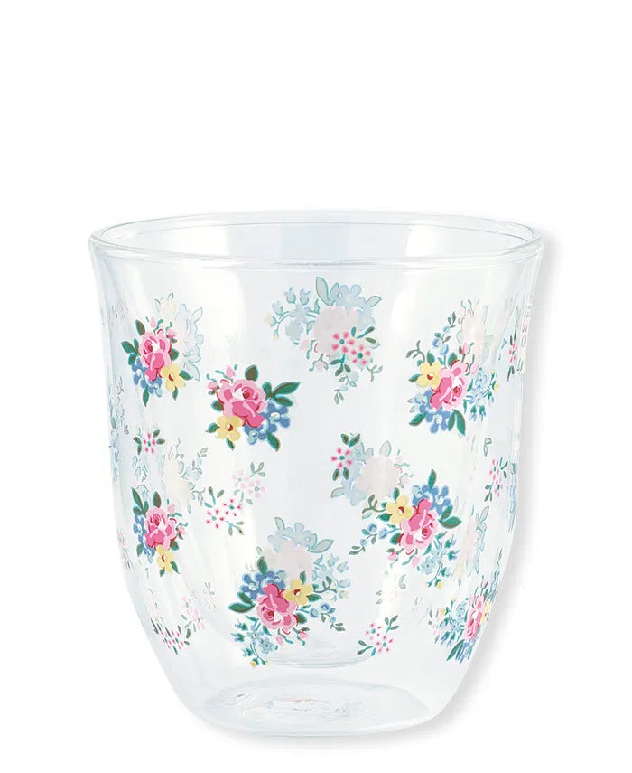 Pretty floral Glass latte Cup - Augusta - GreenGate