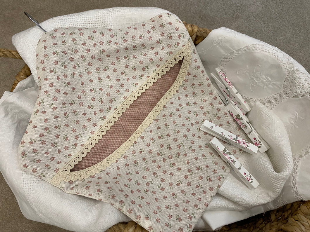 Peg Bag - Linen and Rose - Ditsy pink multi