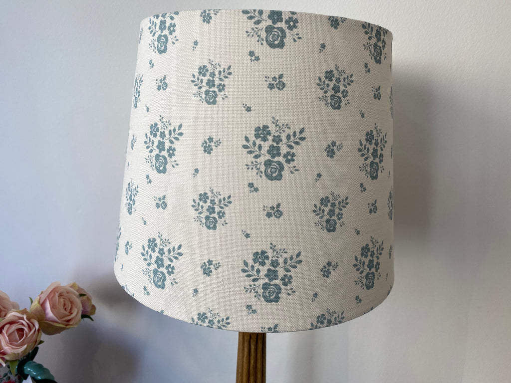 Empire Lampshade - Linen and Rose - Damson in Mist on White - 25cm