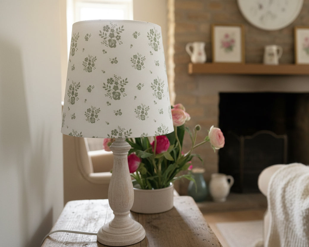 Empire Lampshade - Linen & Rose - Damson - Fog on White - 20cm Empire