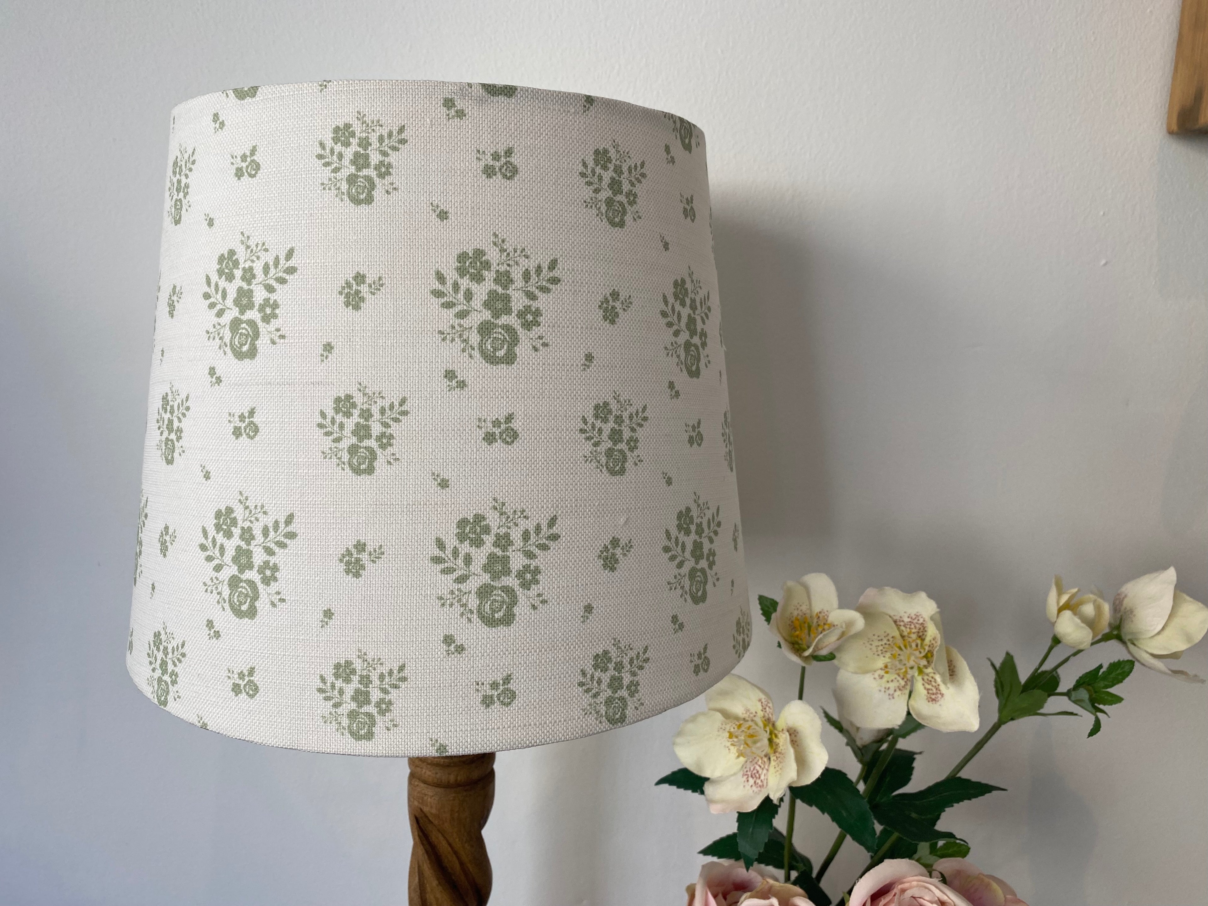 Empire Lampshade - Linen and Rose - Damson Fog on White - 25cm