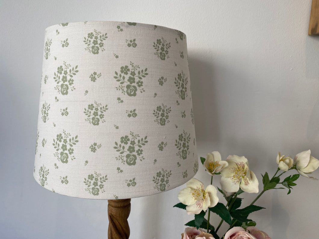Empire Lampshade - Linen and Rose - Damson Fog on White - 25cm
