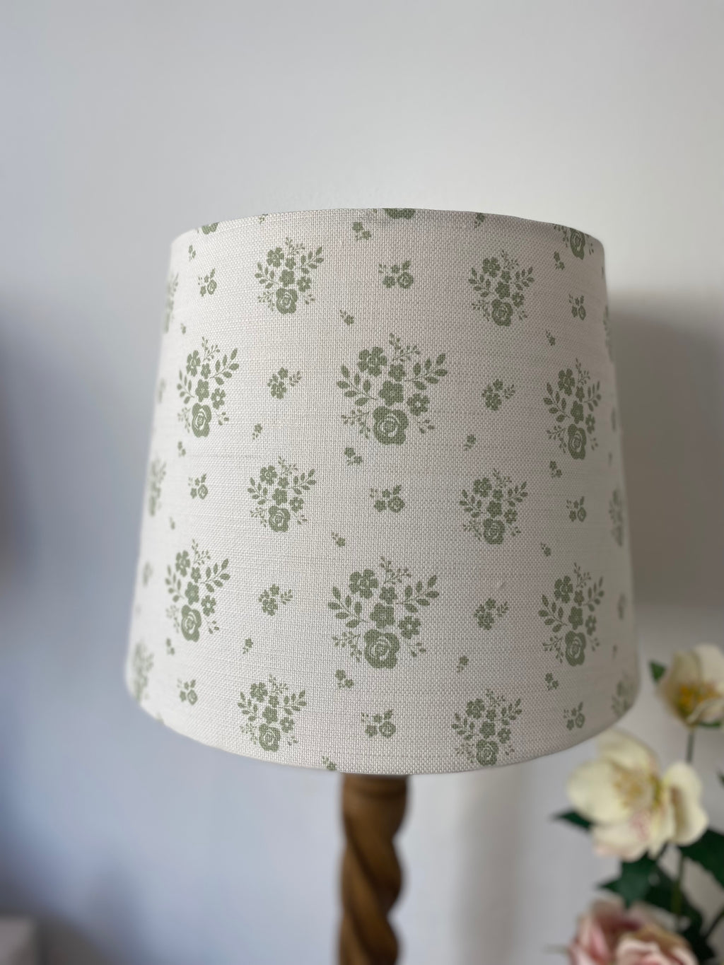 Empire Lampshade - Linen and Rose - Damson Fog on White - 25cm