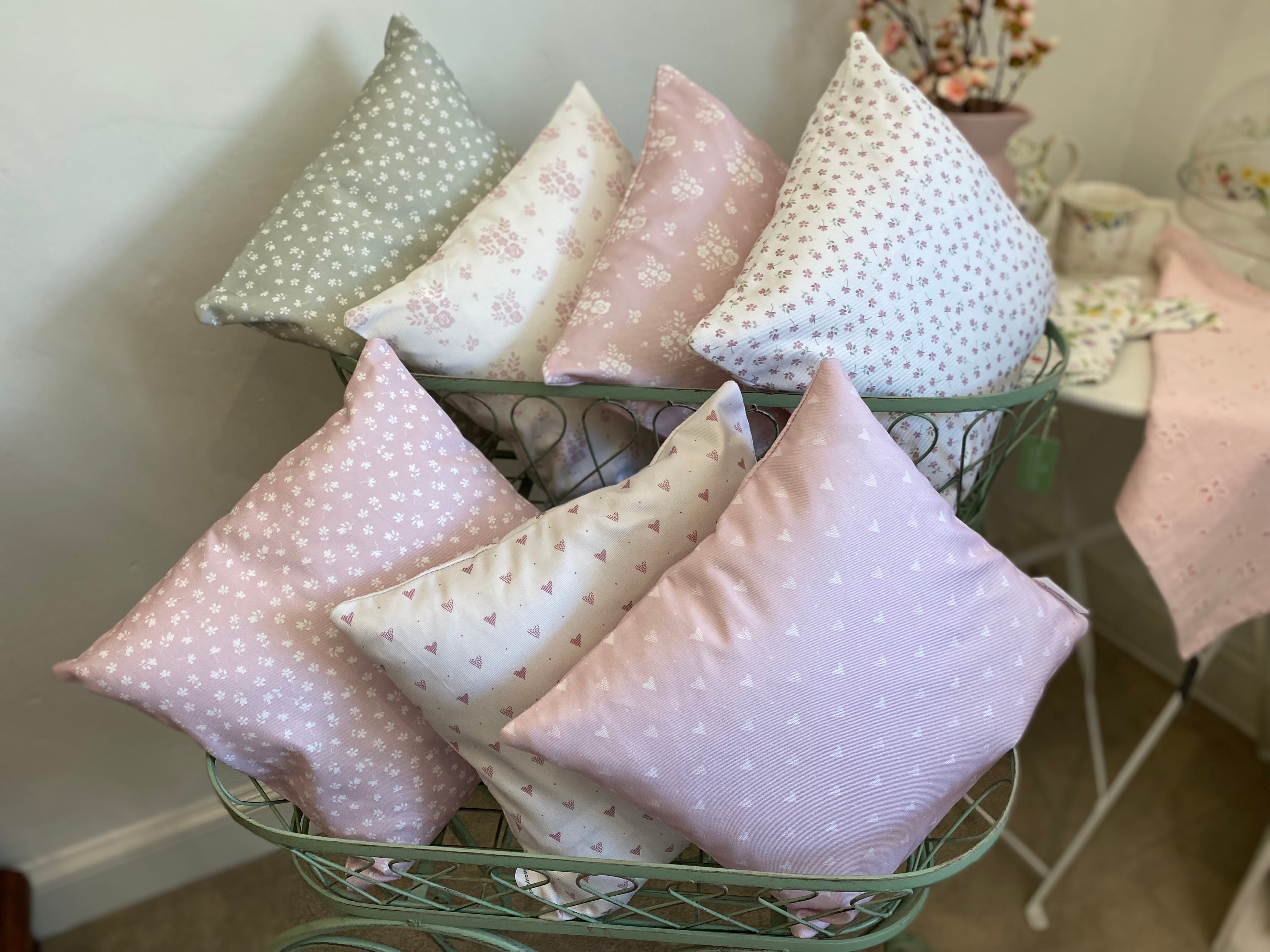 Cushion Cover - Linen and Rose Ditsy Primrose multi  - 32cm x 32cm