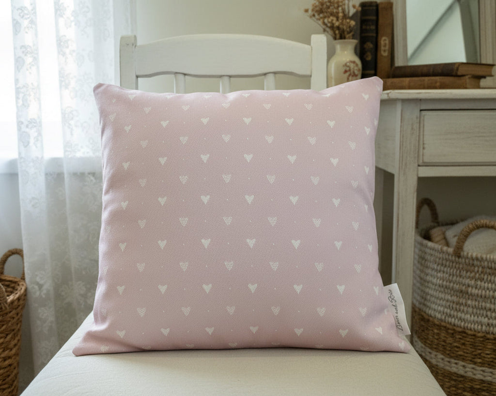 Cushion Cover - Linen and Rose Primrose Heart - 32cm x 32cm