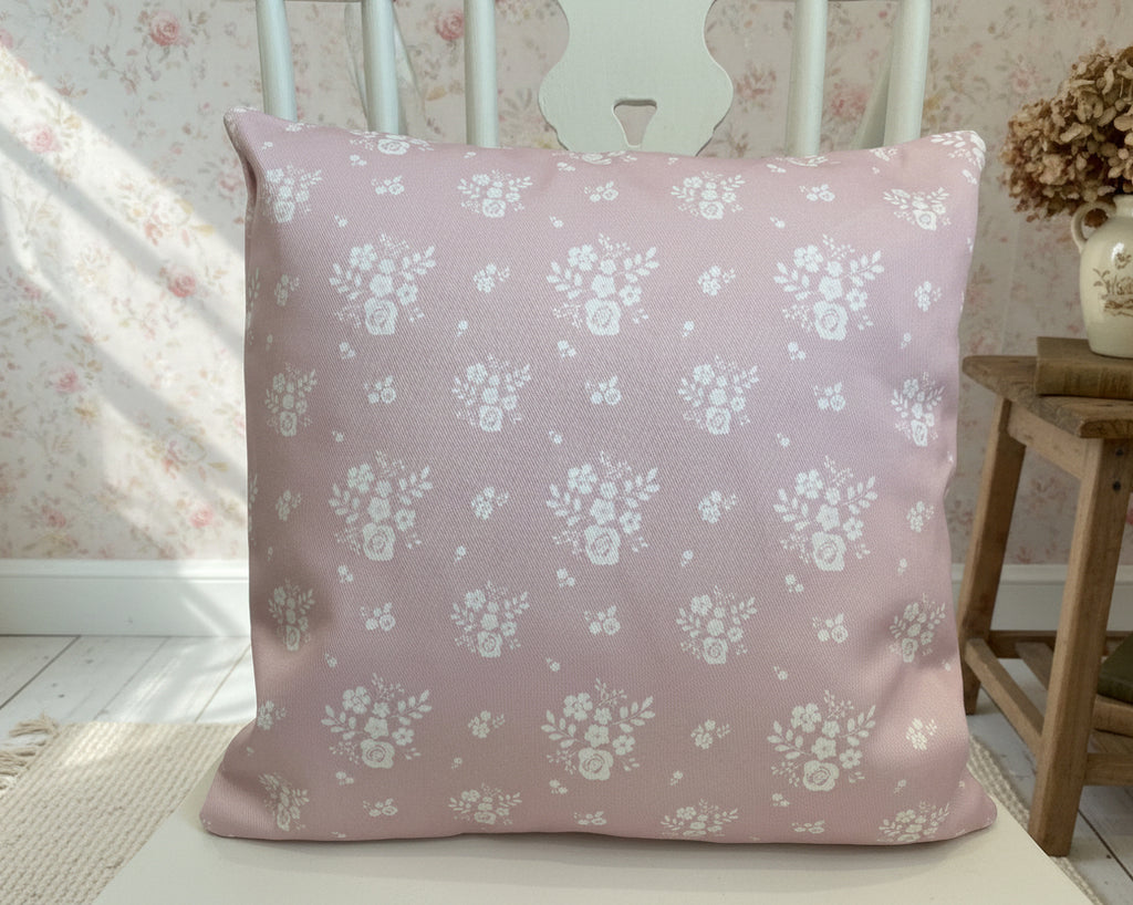 Cushion Cover - Linen and Rose Primrose Damson - 32cm x 32cm