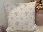 Cushion Cover - Linen and Rose Primrose Damson on white - 32cm x 32cm