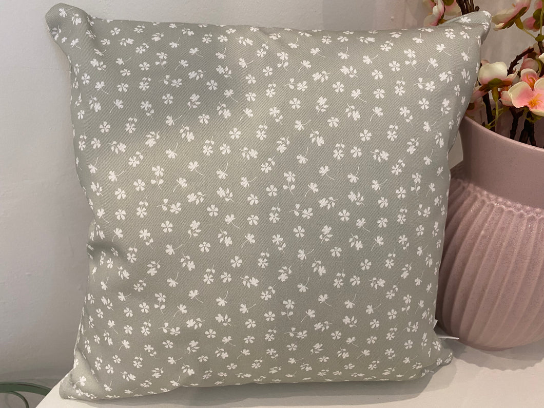 Cushion Cover - Linen and Rose Fog (green) Ditsy  - 32cm x 32cm