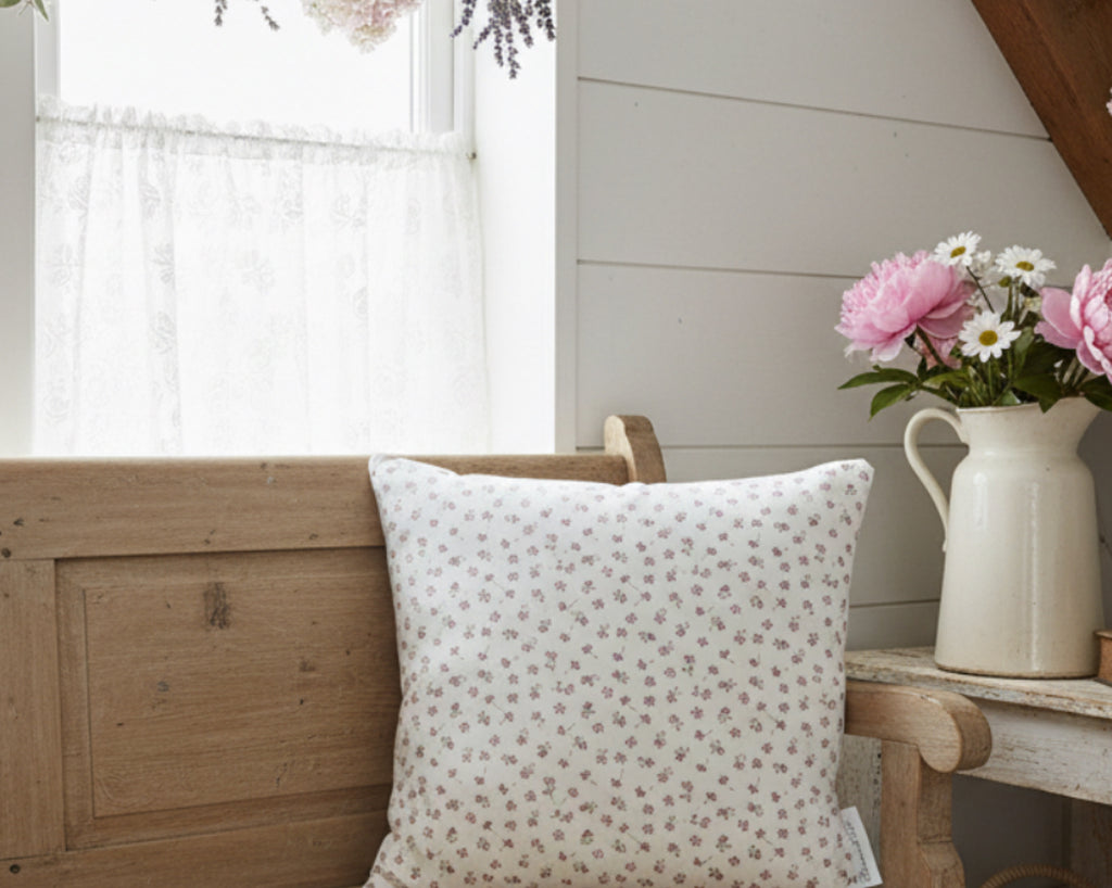 Cushion Cover - Linen and Rose Ditsy Primrose multi  - 32cm x 32cm