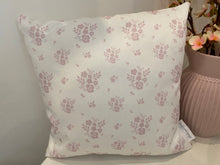Load image into Gallery viewer, Cushion Cover - Linen and Rose Primrose Damson on white - 32cm x 32cm
