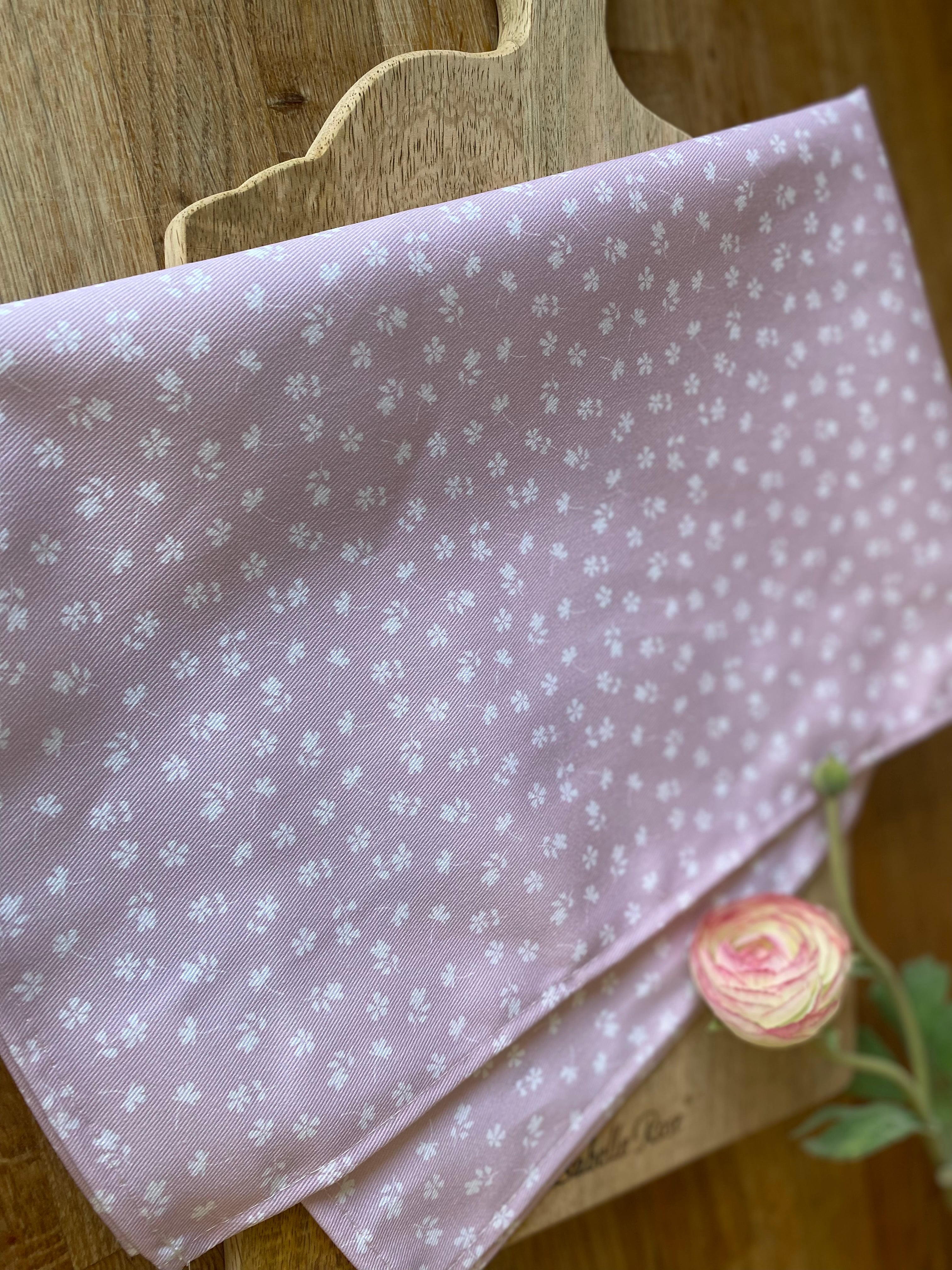 Tea Towel - Linen and Rose - Ditsy  - Primrose Pink