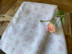 Tea Towel - Linen and Rose - Damson  - Primrose Pink on White