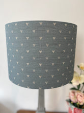 Load image into Gallery viewer, Lampshade - Linen and Rose Hearts denim on stone linen - 30cm drum
