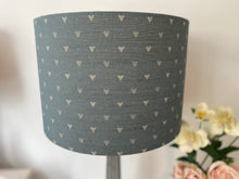 Load image into Gallery viewer, Lampshade - Linen and Rose Hearts denim on stone linen - 30cm drum
