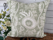 Load image into Gallery viewer, Cushion Cover - Peony &amp; Sage Sienna Green linen - 40cm x 40cm
