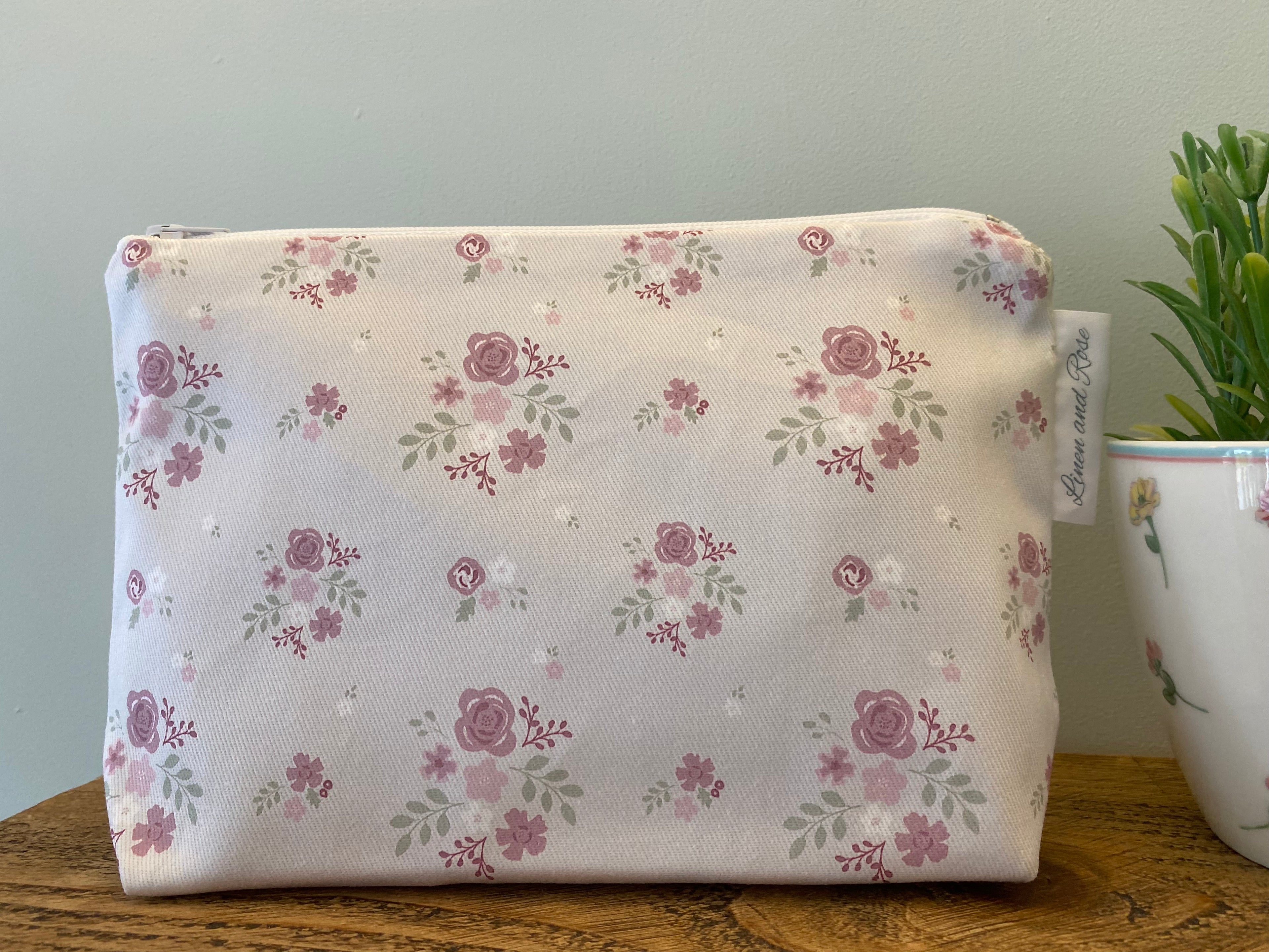 Cotton Cosmetic bag - Damson vintage colourway