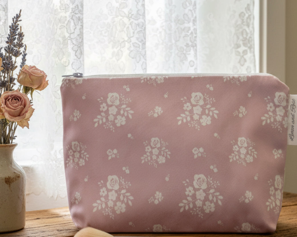 Cotton Cosmetic bag - Damson Primrose Pink