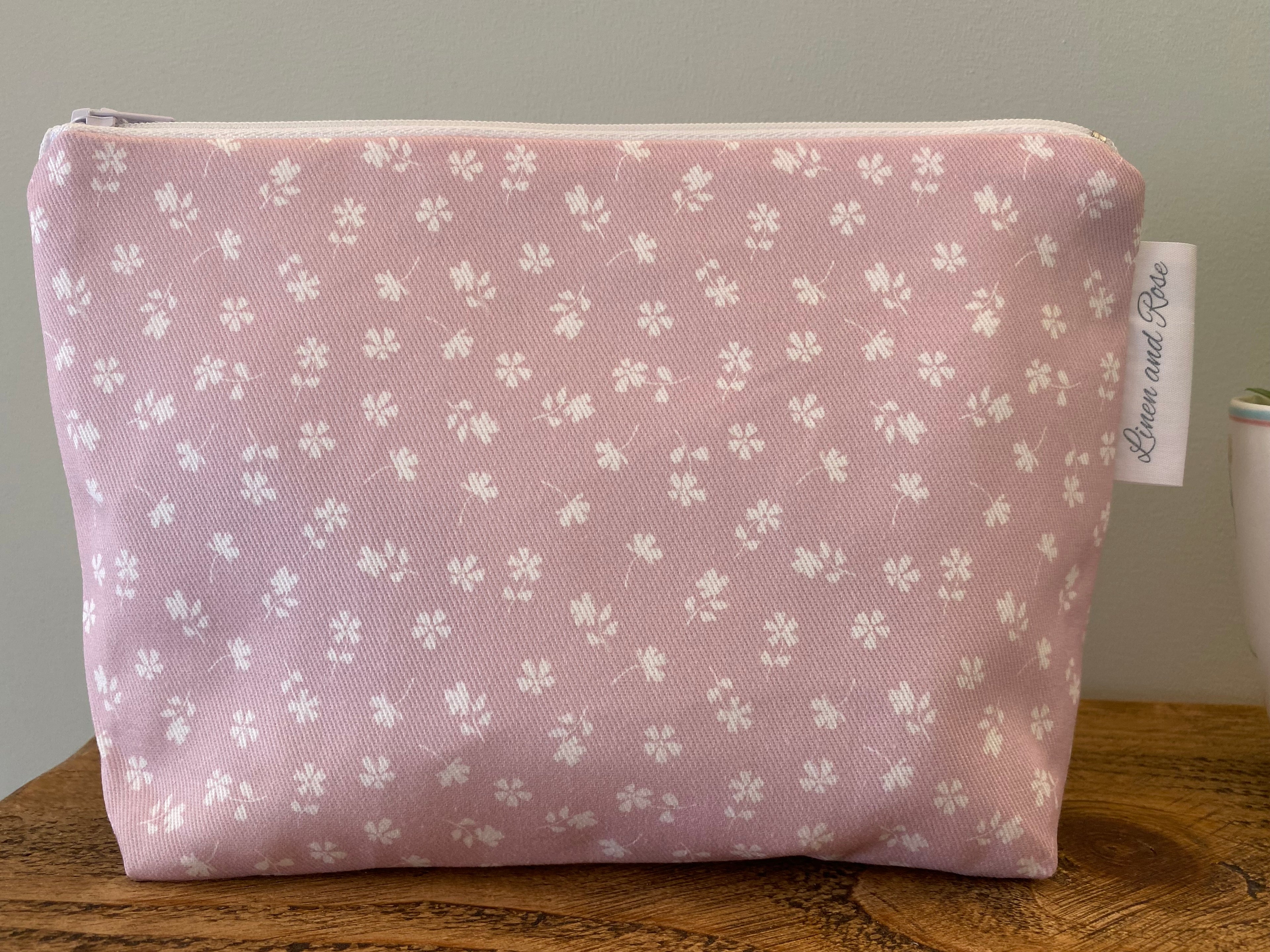 Cotton Cosmetic bag - Ditsy Primrose Pink