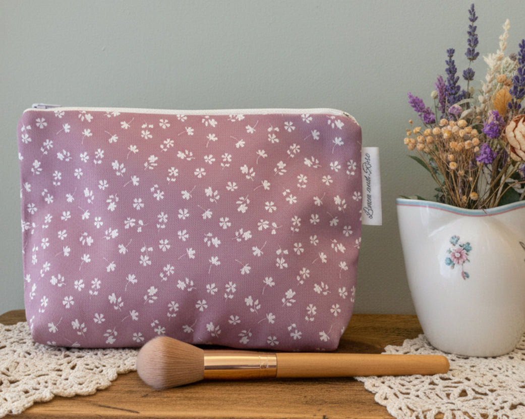 Cotton Cosmetic bag - Ditsy Mauve