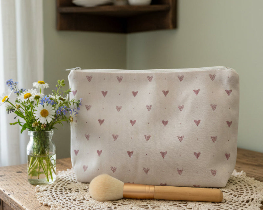 Cotton Cosmetic bag - Heart Foxglove
