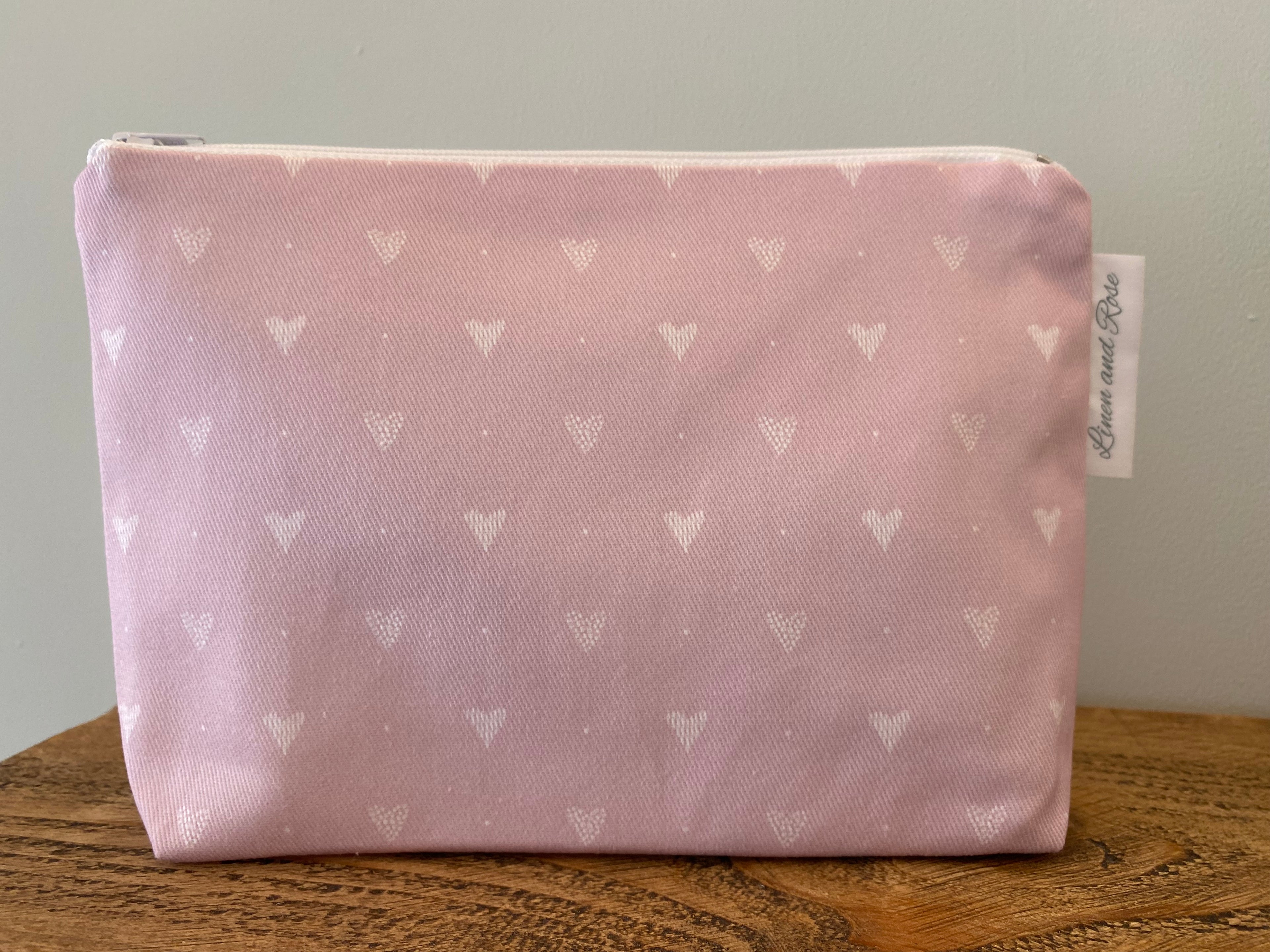 Cotton Cosmetic bag - Heart Primrose Pink
