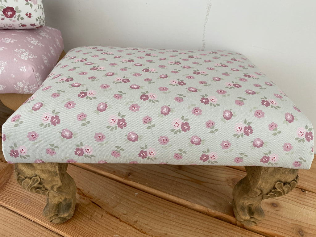 Footstool - Martha in Pale Powder (green)