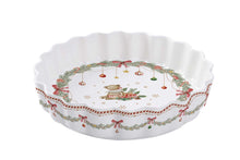Load image into Gallery viewer, Isabelle Rose - Pie / flan Dish - Happy Holidays Festive Bear
