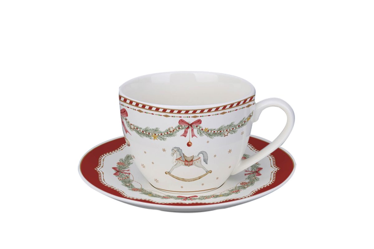 Isabelle Rose - Tea Cup & Saucer - Happy Holidays - Christmas