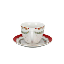 Load image into Gallery viewer, Isabelle Rose - Tea Cup &amp; Saucer - Happy Holidays - Christmas
