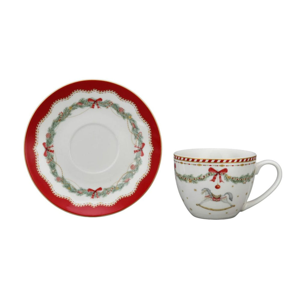 Isabelle Rose - Tea Cup & Saucer - Happy Holidays - Christmas