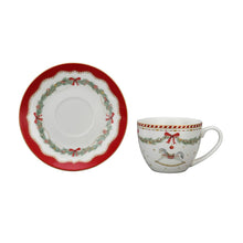 Load image into Gallery viewer, Isabelle Rose - Tea Cup &amp; Saucer - Happy Holidays - Christmas
