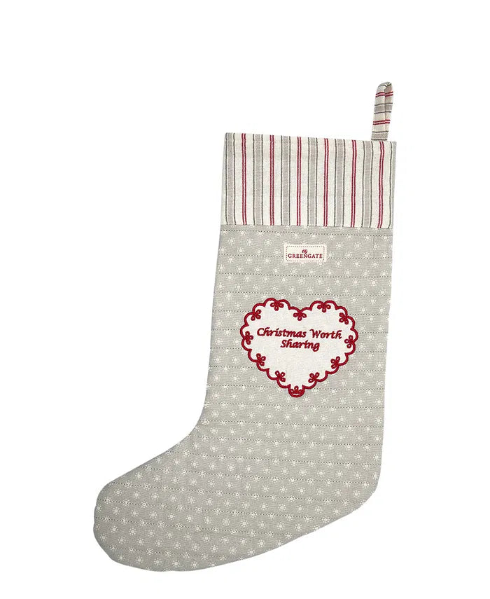 Christmas Stocking - Harriet Pale Grey - GreenGate Christmas
