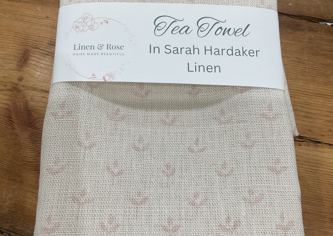 Tea Towel - Sarah Hardaker - Coco Pale pink on cream linen