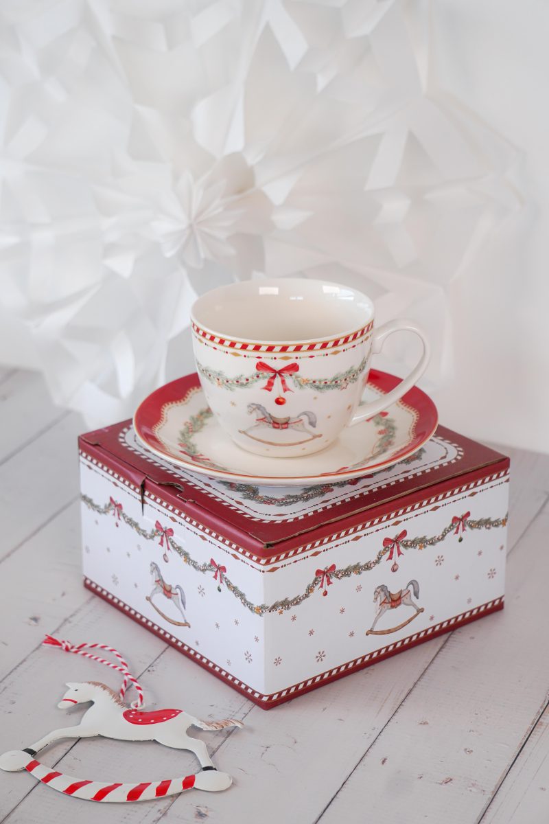 Isabelle Rose - Tea Cup & Saucer - Happy Holidays - Christmas