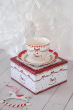 Load image into Gallery viewer, Isabelle Rose - Tea Cup &amp; Saucer - Happy Holidays - Christmas
