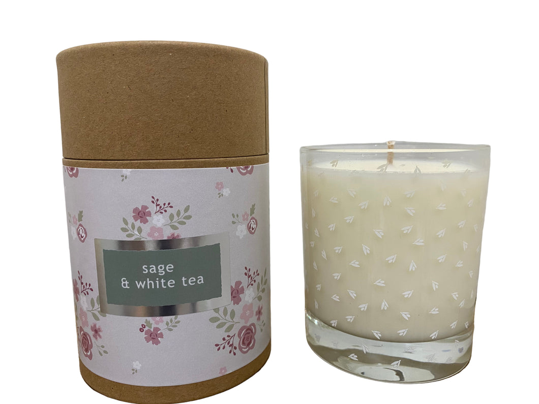 Handmade Natural Candle - Sage & White Tea