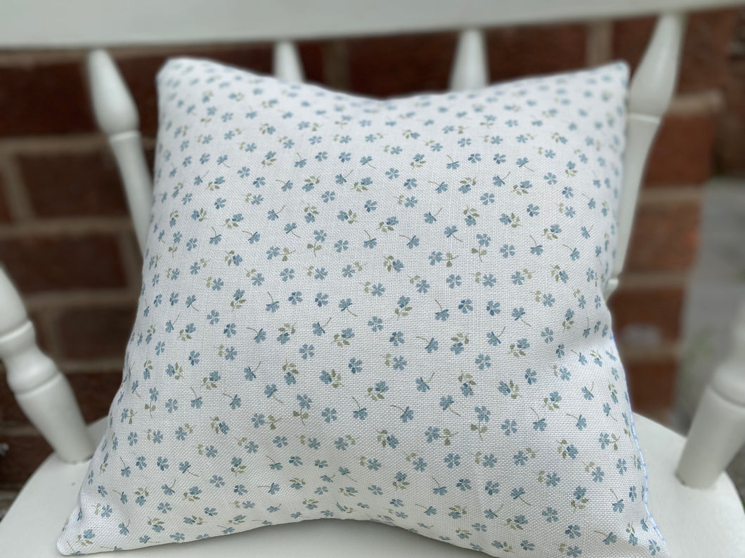 Cushion Cover - Linen and Rose Ditsy Blue  - 32cm x 32cm