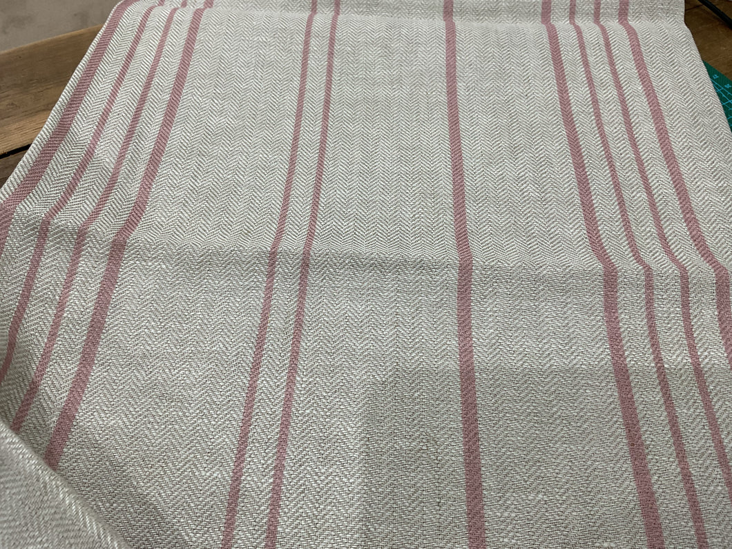 Fabric Remnant - Peony & Sage Ticking Stripe linen