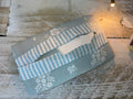 Pocket Tissue cover - Linen and Rose Damson Duck Egg Blue / Aqua stripe