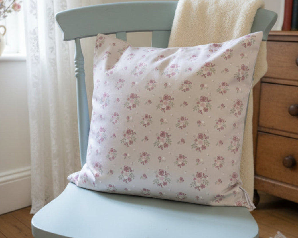 Cushion Cover - Linen and Rose - Damson Vintage - 45cm
