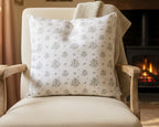 Cushion Cover - Linen and Rose - Damson Fog on white - 45cm